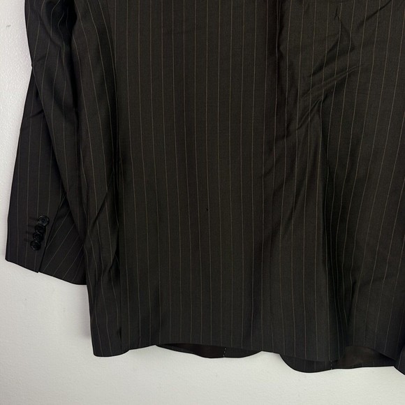 Galante Uomo Super 120s Wool Blazer 46L Brown Stripe Blazer Coat Jacket - Picture 9 of 13